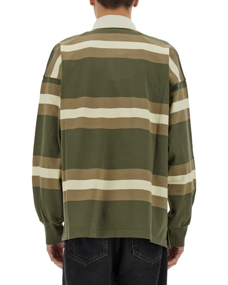 AUTRY Striped Cotton Polo Shirt — Green Green
