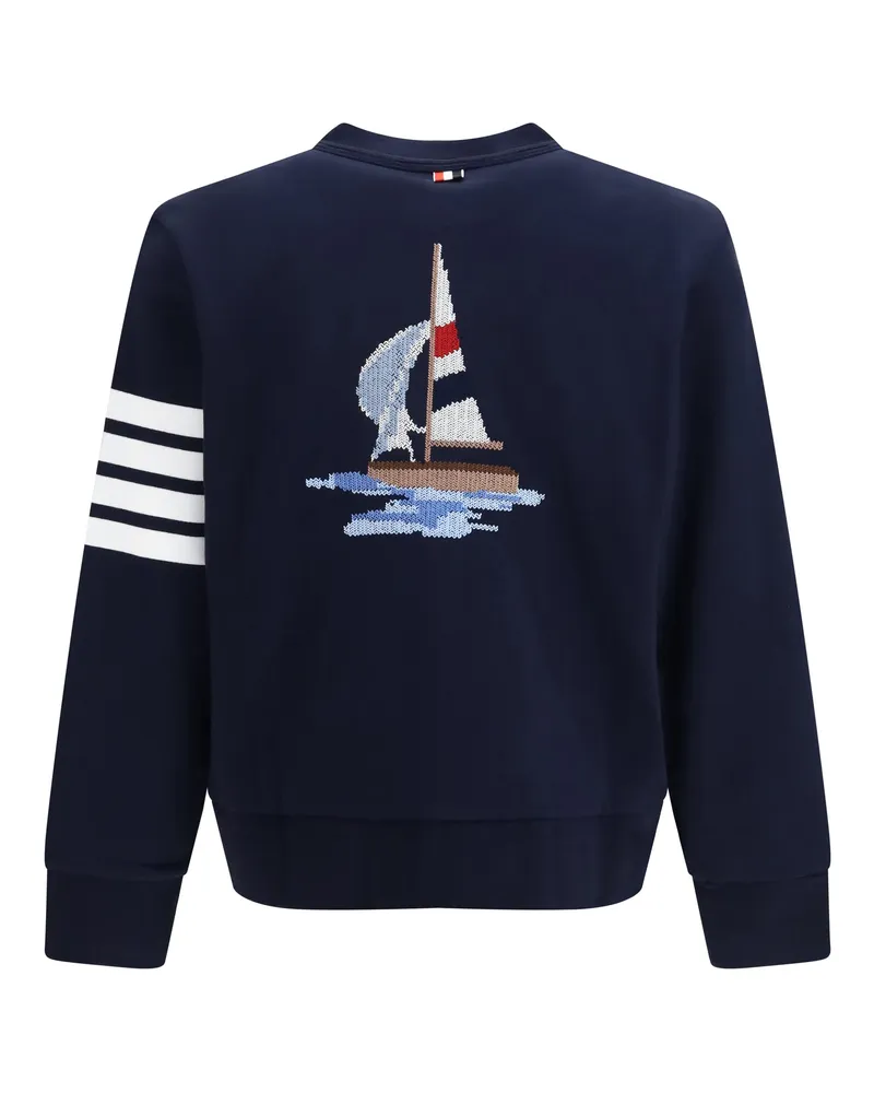 Thom Browne 4-Bar Boat Cardigan — Navy 