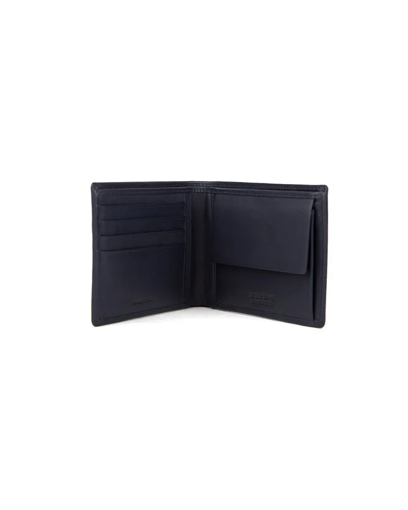 MOMO DESIGN Men's Wallet Blue Leather Bags Navy
