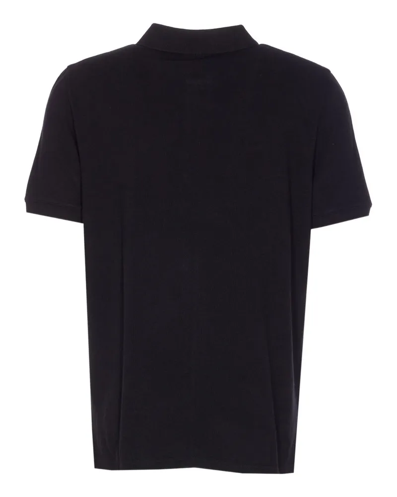 Kitsuné Fox Head Embroidered Cotton Polo — Black Black