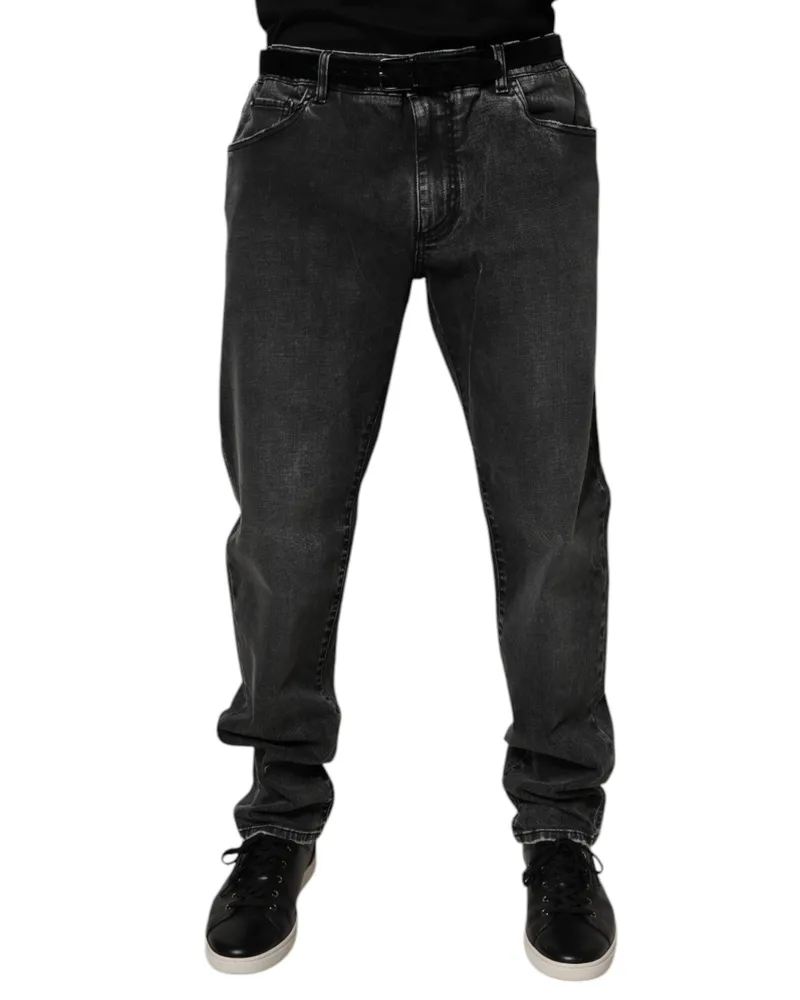 Dolce & Gabbana Black Cotton Stretch Skinny Men Denim Jeans Elastane Clothing Black