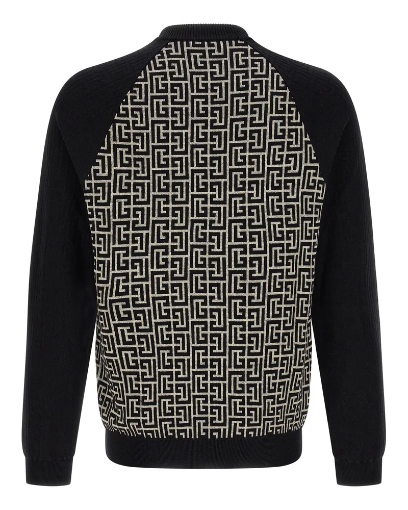 Balmain Men's Bicolor Cotton Cardigan Clothing Black