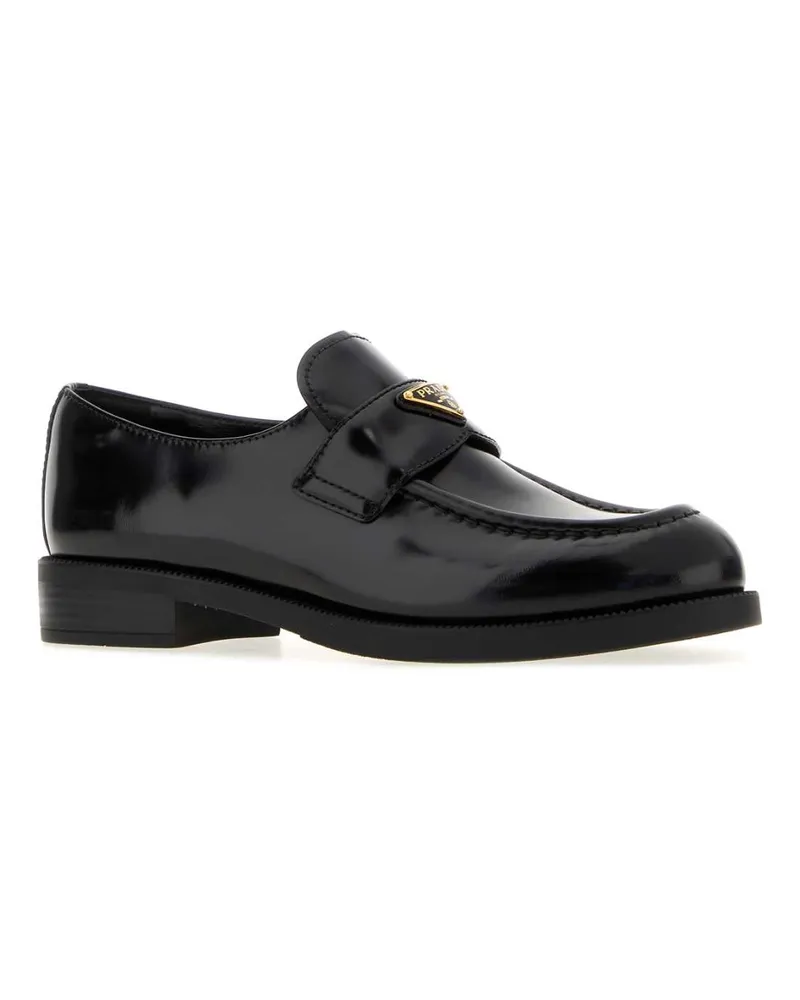 Prada Women's Black Leather Loafers Nero Mocassini Black