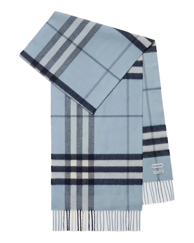 Burberry Check Cashmere Scarf — Blue Blue