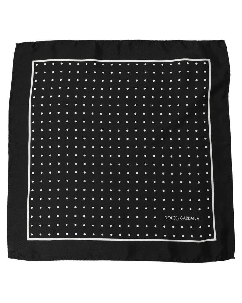 Dolce & Gabbana Silk Polka-Dot Pocket Square — Black Black