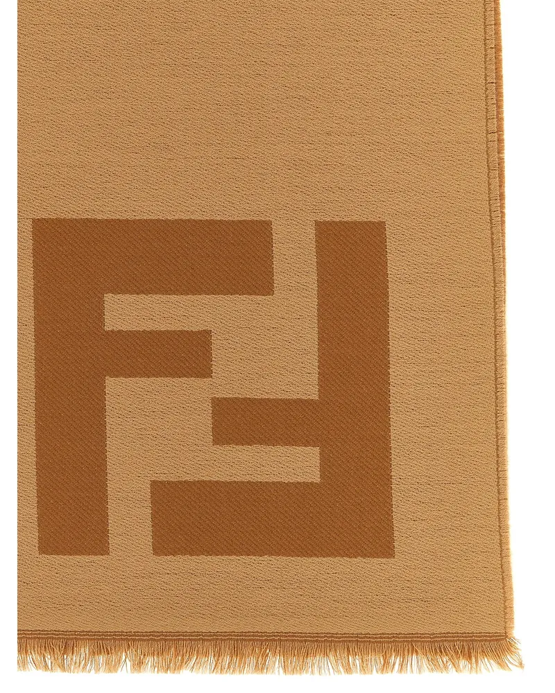 Fendi FF Macro Jacquard Scarf — Camel Camel