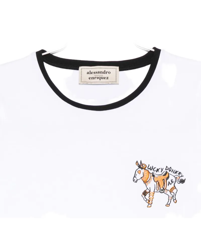 Alessandro Enriquez Embroidered Cotton T-Shirt — White White