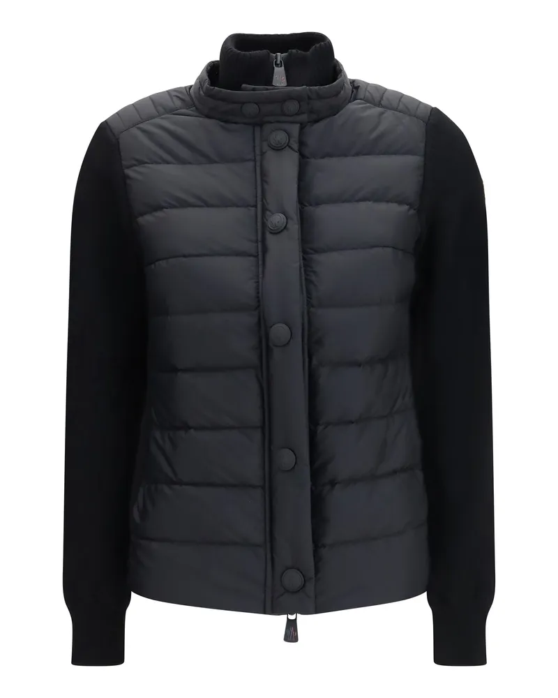 Moncler Padded Wool-Blend Hybrid Down Jacket — Black Black