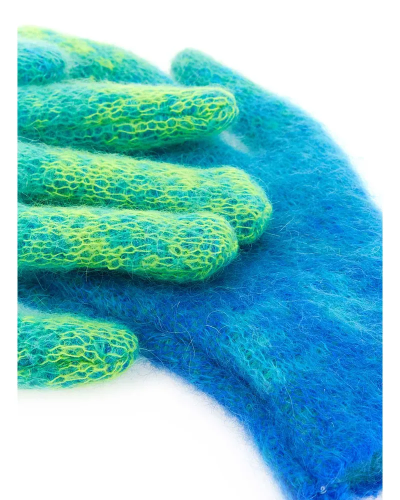 ERL Unisex Multicolor Mohair Blend Gloves Blue Exterior: Nylon Wool Guanti Blue