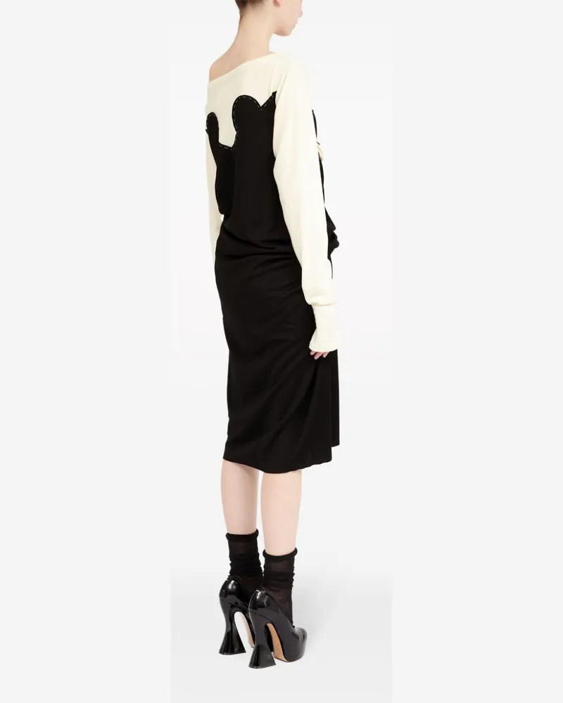 Maison Margiela Ruched Graphic Jersey Dress — Off-White Off-white