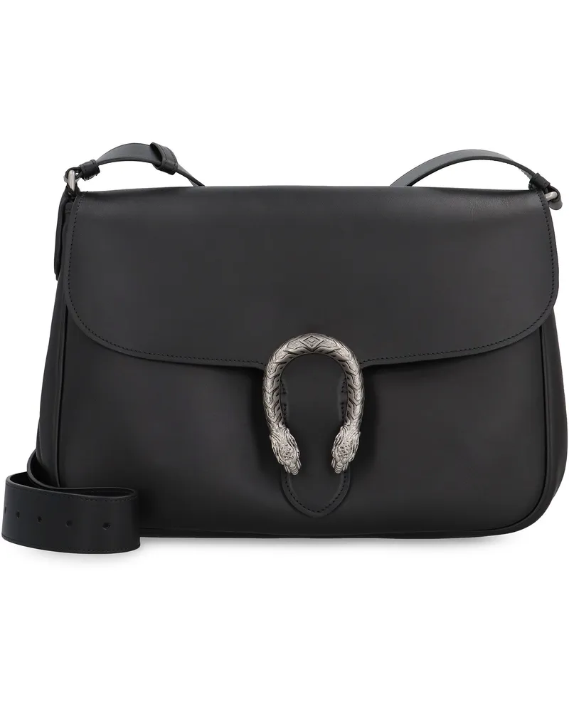 Gucci Men's Dionysus Leather Crossbody Bag Black Calf Messenger Black