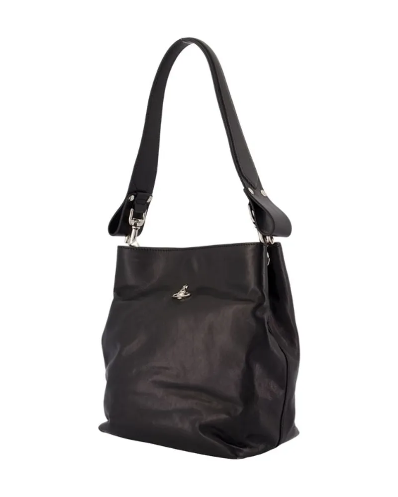 Vivienne Westwood Women's Lottie Small Shoulder Bag -  Leather Black Calfskin Shoulder-Hobo-Bags Black