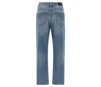 Women's Blue Cotton Straight-Leg Jeans Clothing