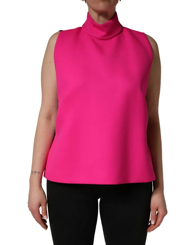 Dolce & Gabbana Women's Hot Pink Wool Backless Sleeveless Tank Top Virgin Pink