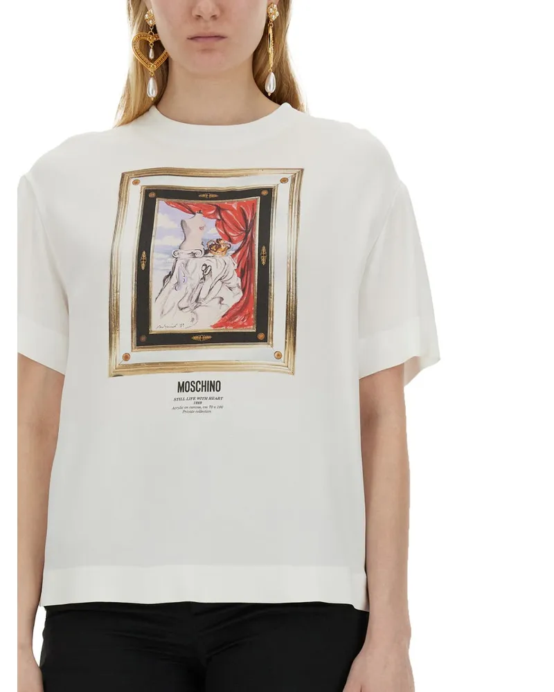 Moschino Satin Still Life with Heart Blouse — White White