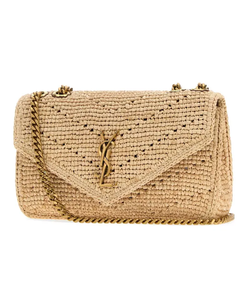 Saint Laurent Women's Raffia Small Loulou Shoulder Bag Palebrownbrick Borse A Mano Beige