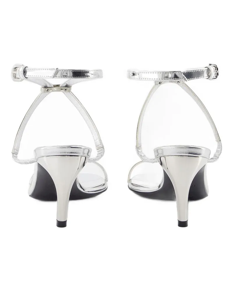 Alexander McQueen Women's Seal Heeled Sandal Silver Calfskin Heels Silver