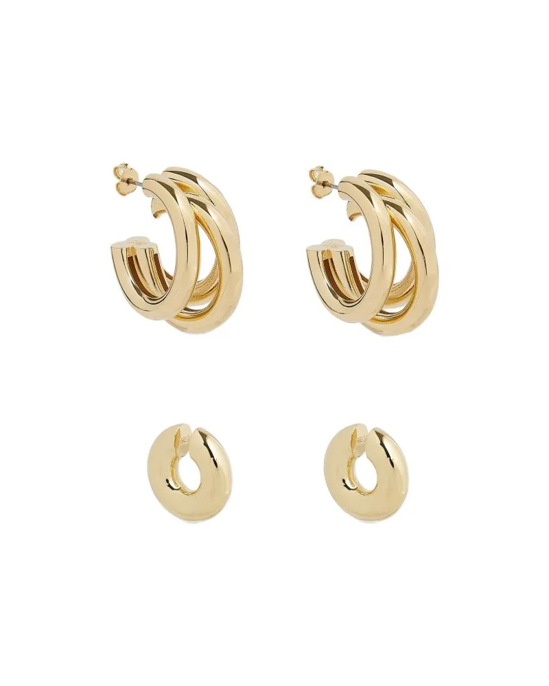 Paco Rabanne Sculptural Half-Circle Earrings — Gold Gold