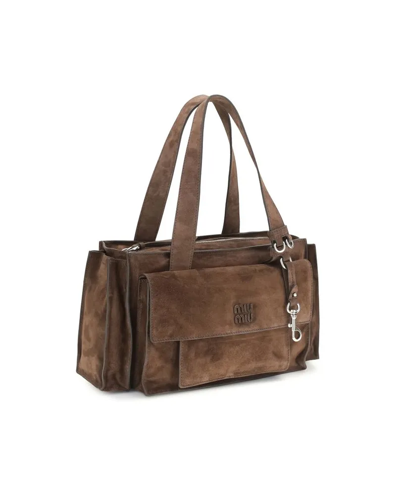 Miu Miu Women's Brown Calf Leather Bos Taurus Shoulder Bag Brown