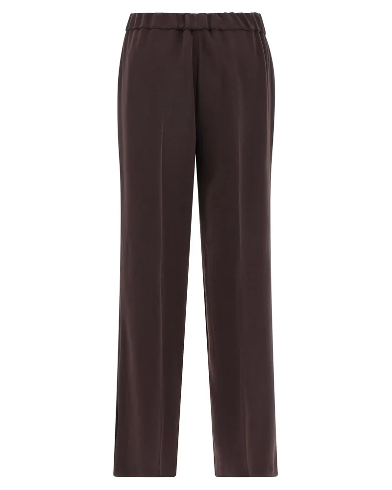 Alberto Biani Elastic-Waist Cady Trousers — Burgundy Burgundy