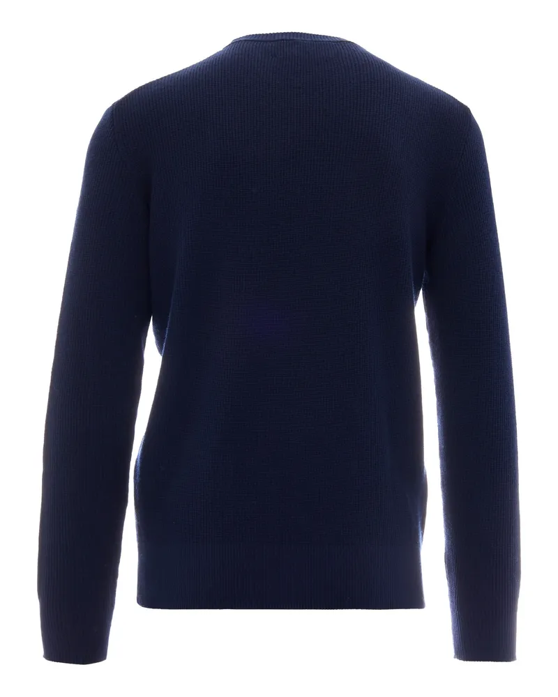 Ballantyne Diamond Intarsia Wool Sweater — Navy Navy
