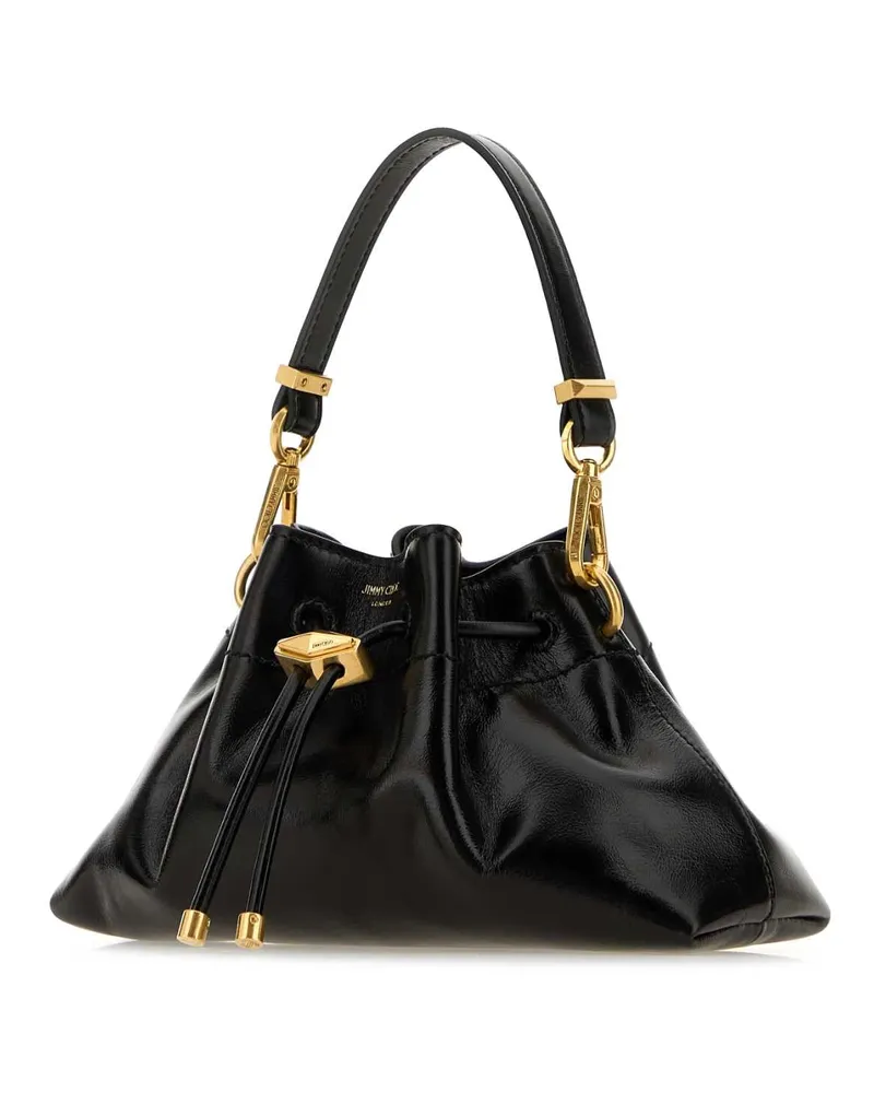 Jimmy Choo Women's Black Leather Small Cinch Handbag Blackgold Borse A Mano Bag Black