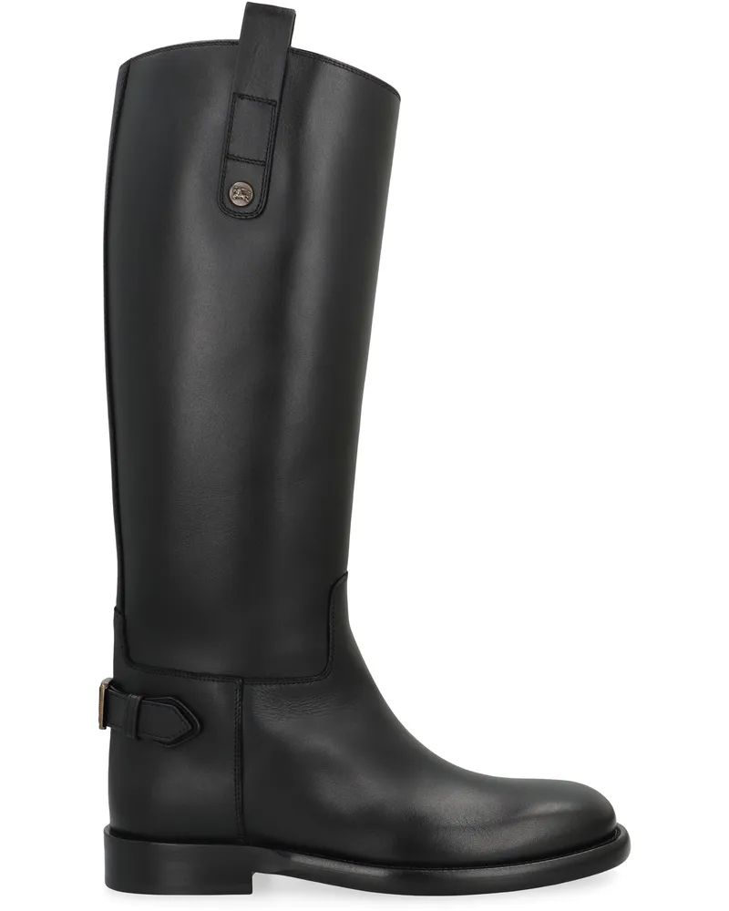 Burberry Women's Cavalier Leather Boots Black Calfskin Black