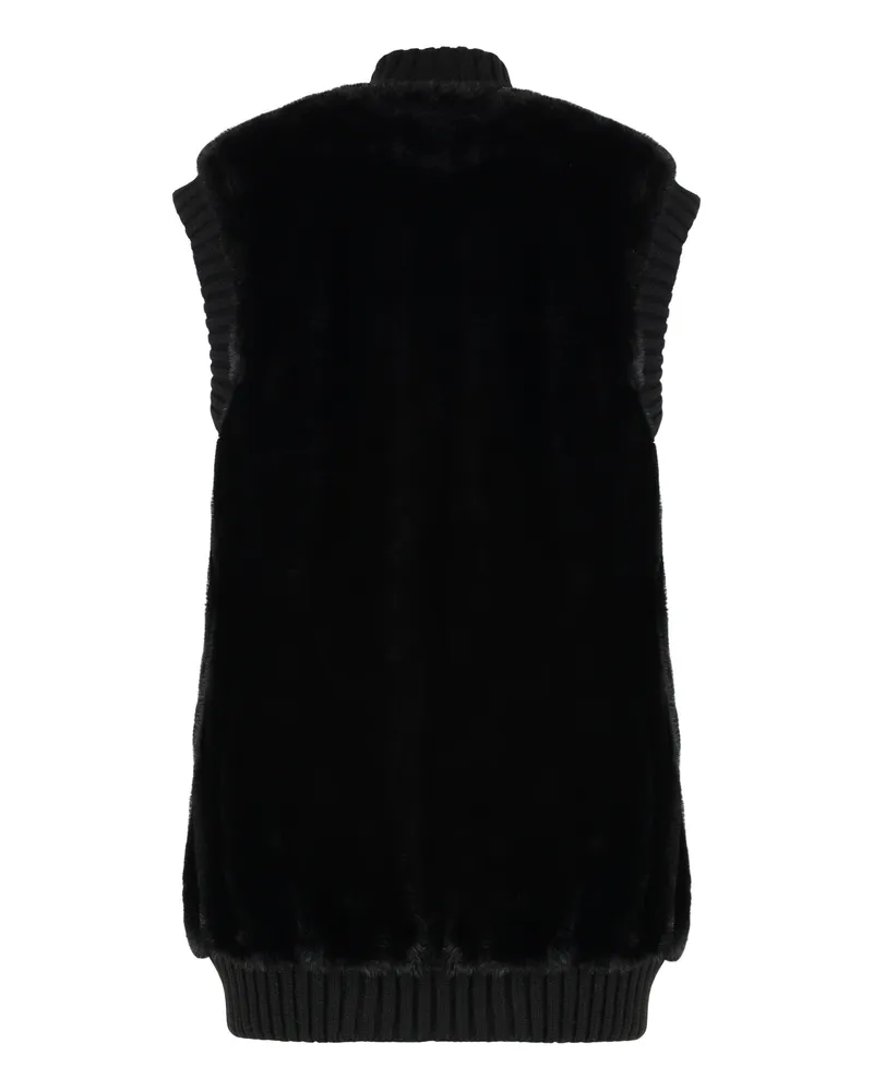 Pinko Women's Long Fur-Effect Vest Black Polyester Faux Fur & Shearling Coats Black