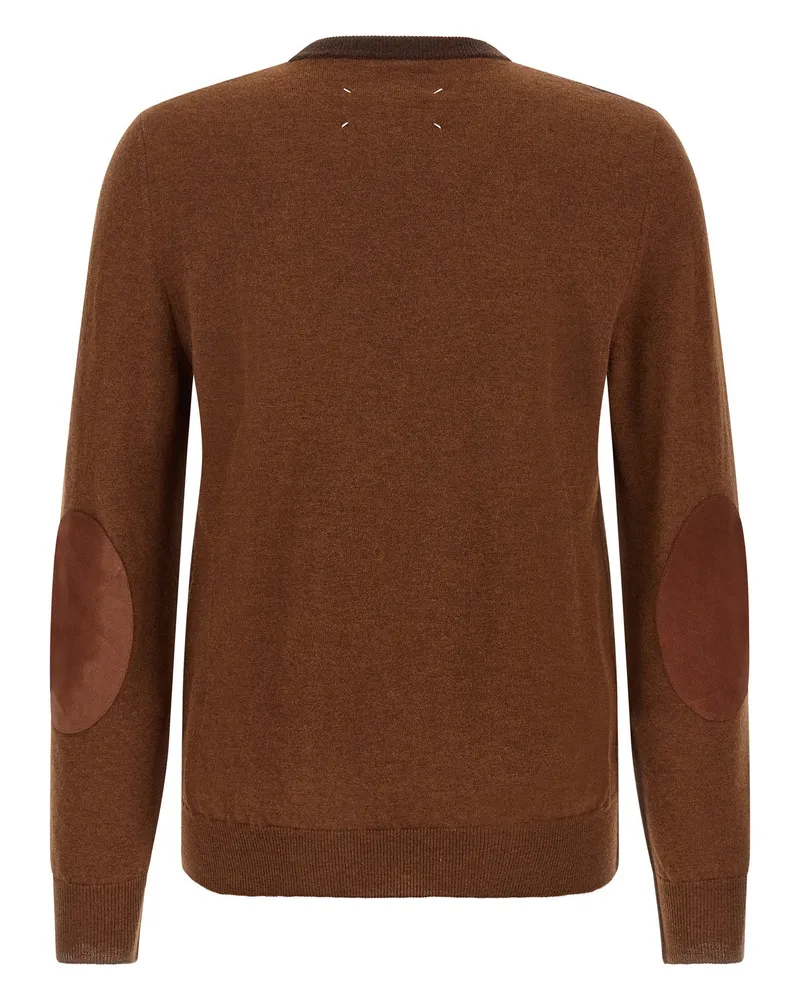 Maison Margiela Two-Tone Wool Sweater — Brown Brown
