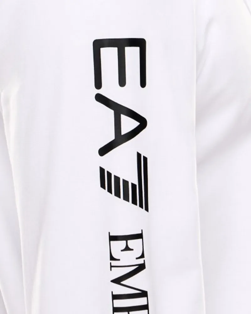 EA7 Men's Zip Hoodie Logo Series White-Black Cotton Sweatshirts White/black Sweater White