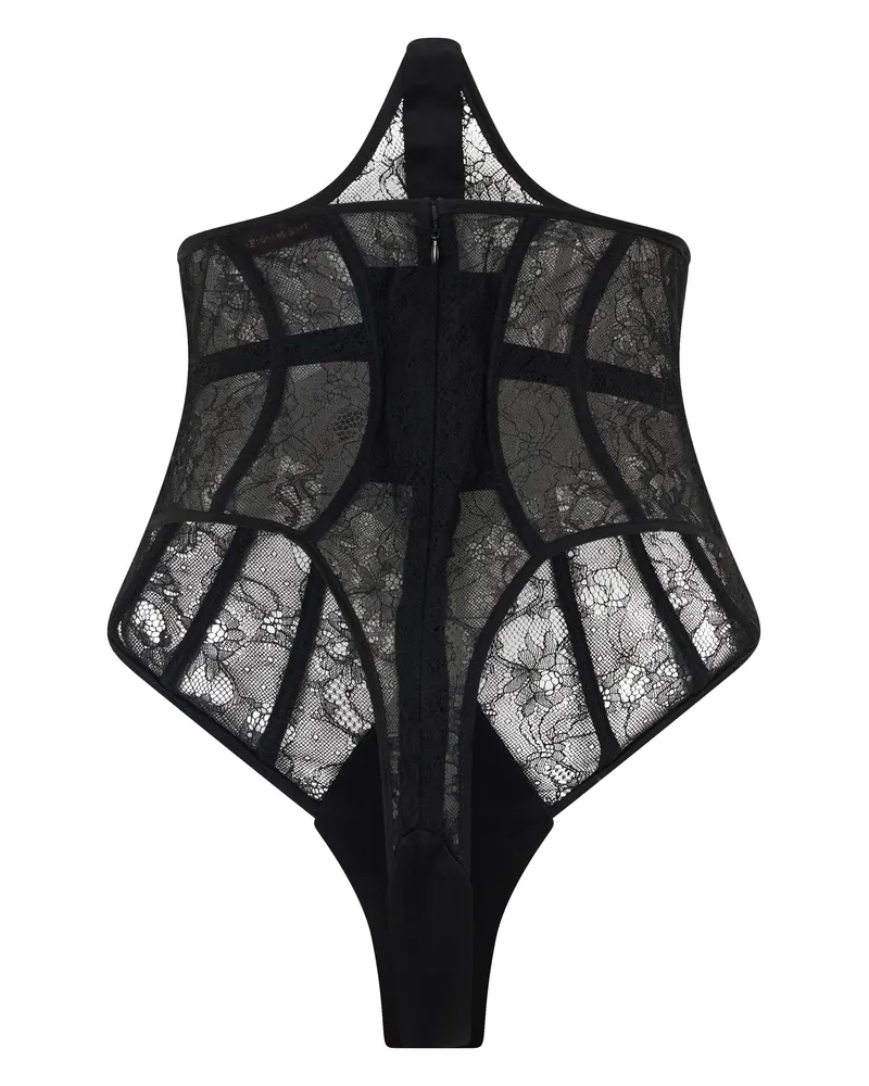 THE MANNEI Women's Corset Body Lace — Black Cotton Tops Top Black