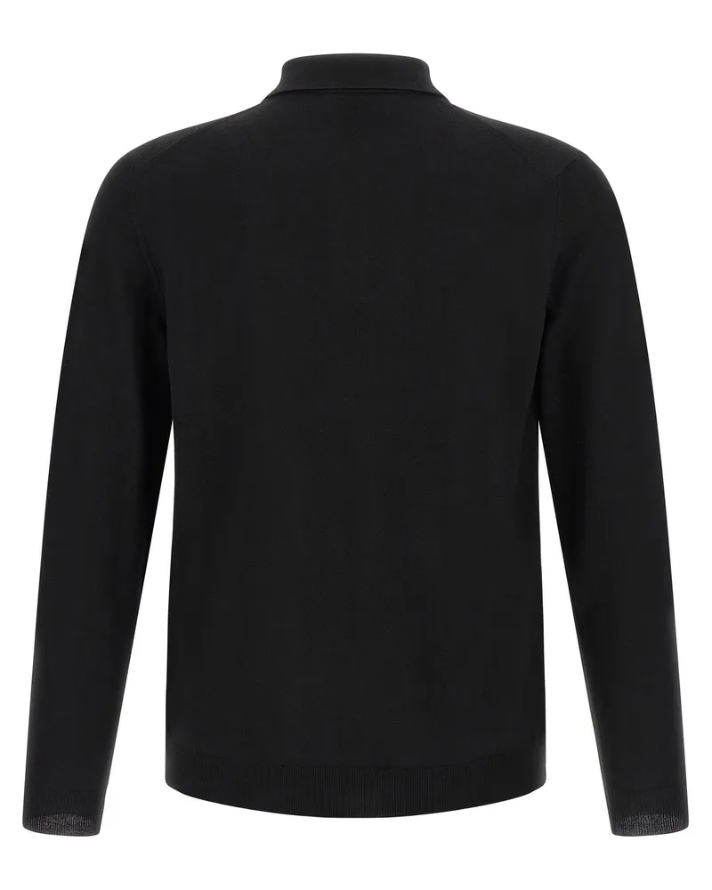 Zanone Wool Blend Polo — Black Black