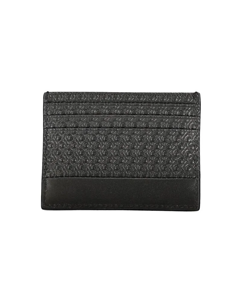 Calvin Klein Jacquard Polyurethane Card Case — Black Black