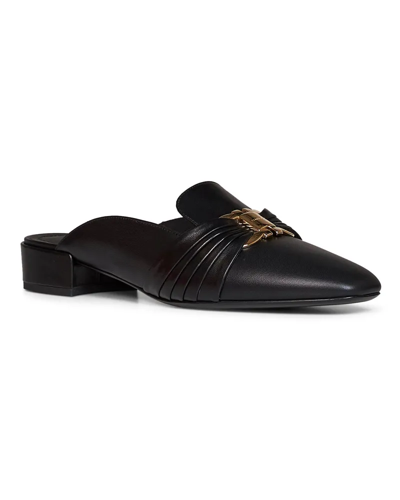 Ferragamo Women's Mules Corby Black Kidskin Leather Goat Sandal Black