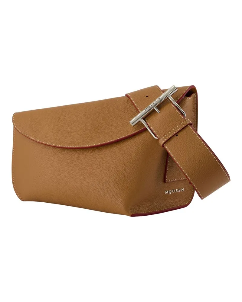 Alexander McQueen Women's T Bar Sling Large Shoulder Bag -  Leather Brown Calfskin Shoulder-Hobo-Bags Brown