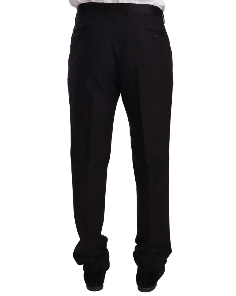 Dolce & Gabbana Men's Black Wool Formal Tuxedo Trouser Pants Virgin Silk Polyester Black