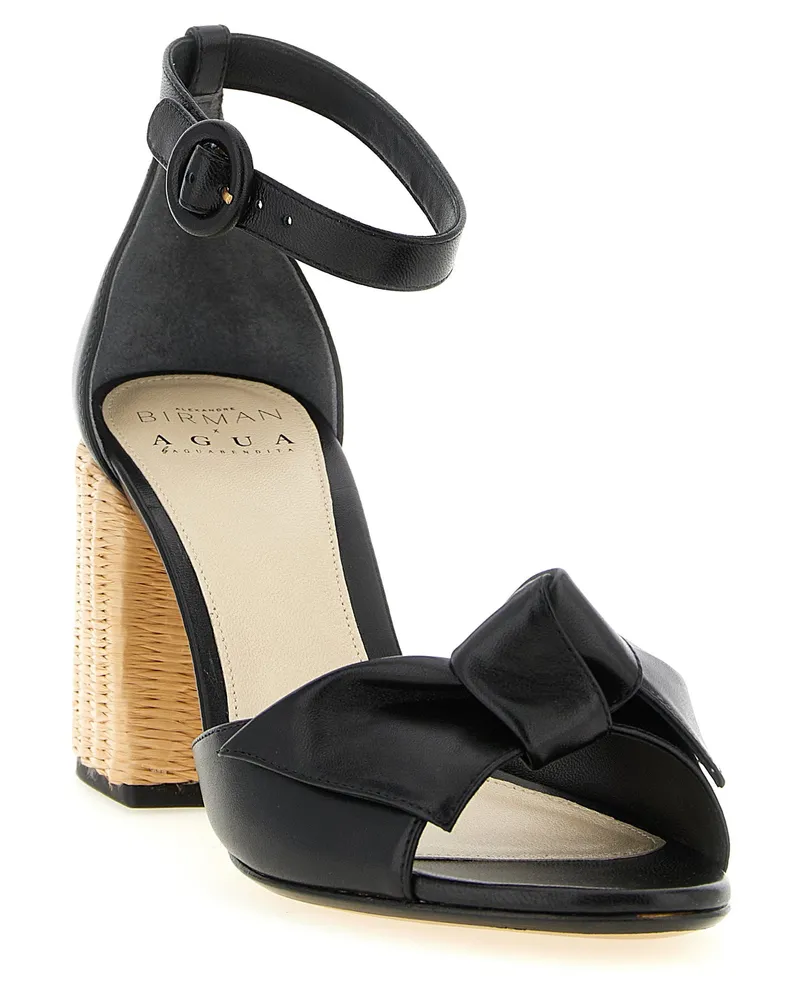 Alexandre Birman Raffia-Blocked Heel Sandals — Black Black