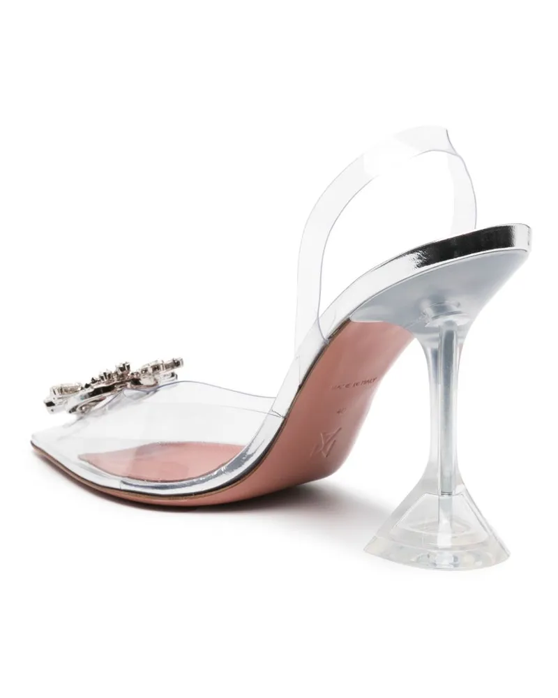 Amina Muaddi Women's Sling Décolleté Begum Glass Transparent Pumps High Heel Shoes Clear
