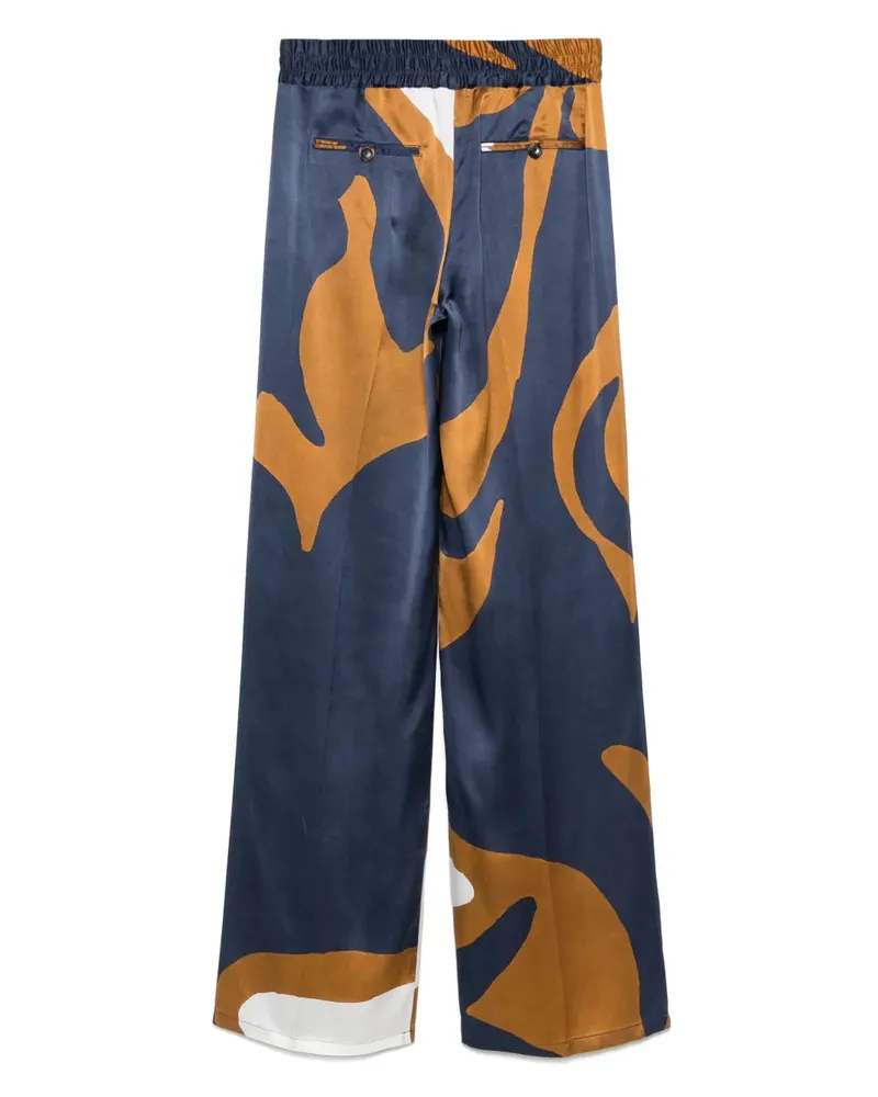 Kiton Women's Abstract-Print Trousers Ss25 W Navy