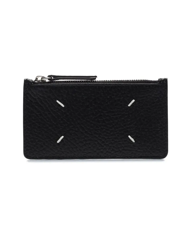 Maison Margiela Signature Four-Stitch Calf Leather Wallet — Black Black