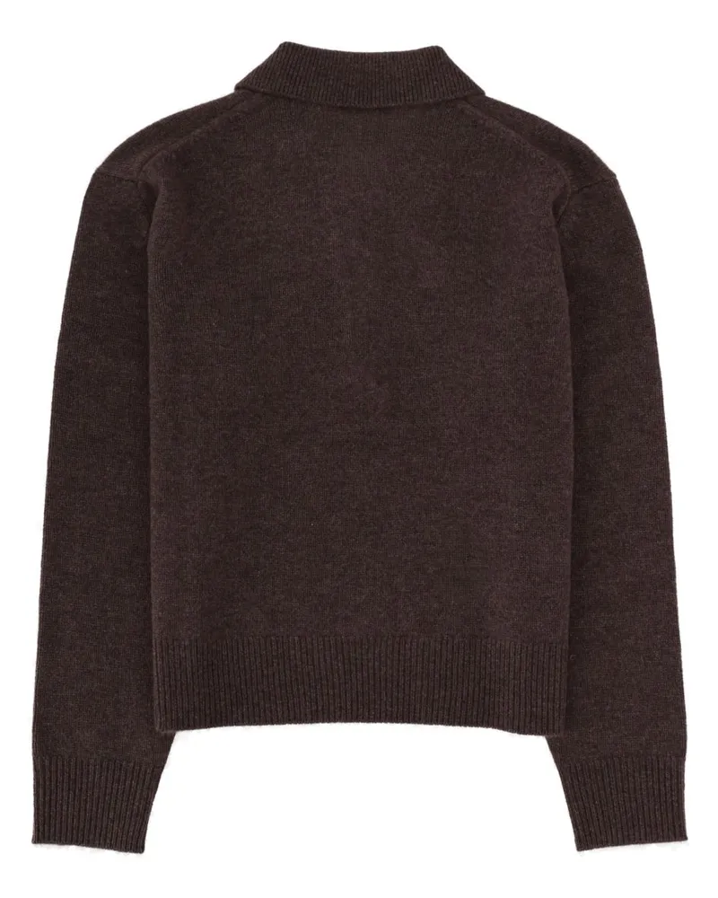 SPORTY & RICH Cashmere-Blend Polo Shirt — Brown Brown