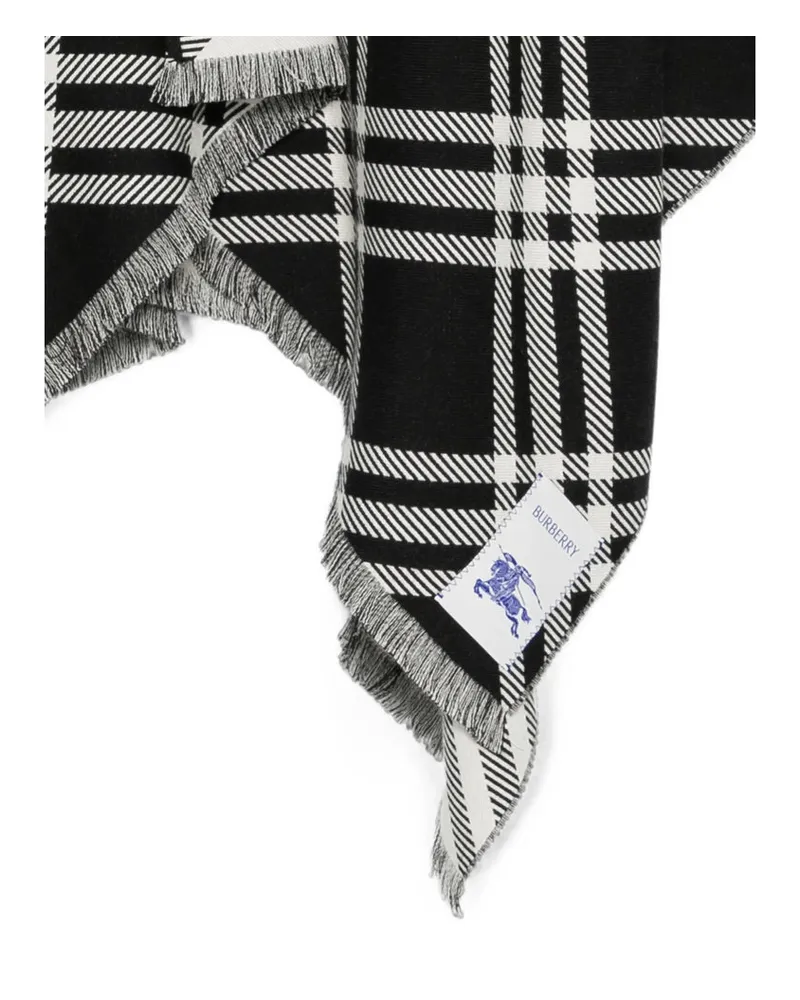 Burberry Wool Blend Check Cape — Black Black