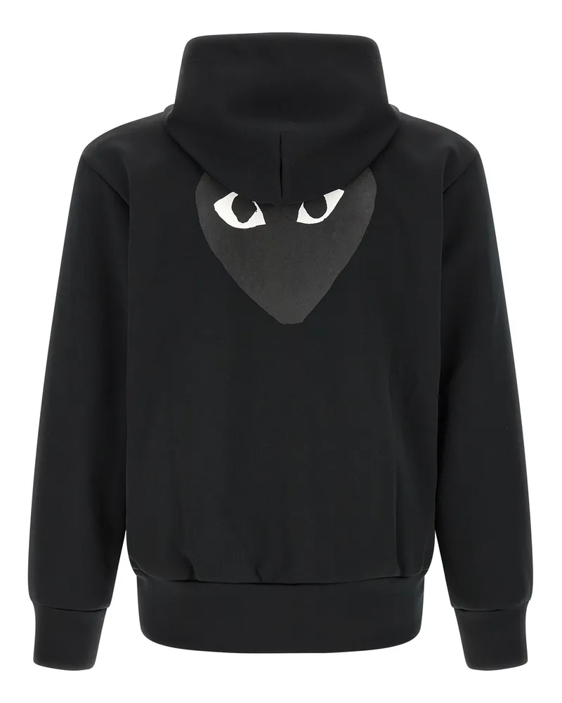 Comme des Garçons Heart-Embroidered Polyester Hoodie — Black Black
