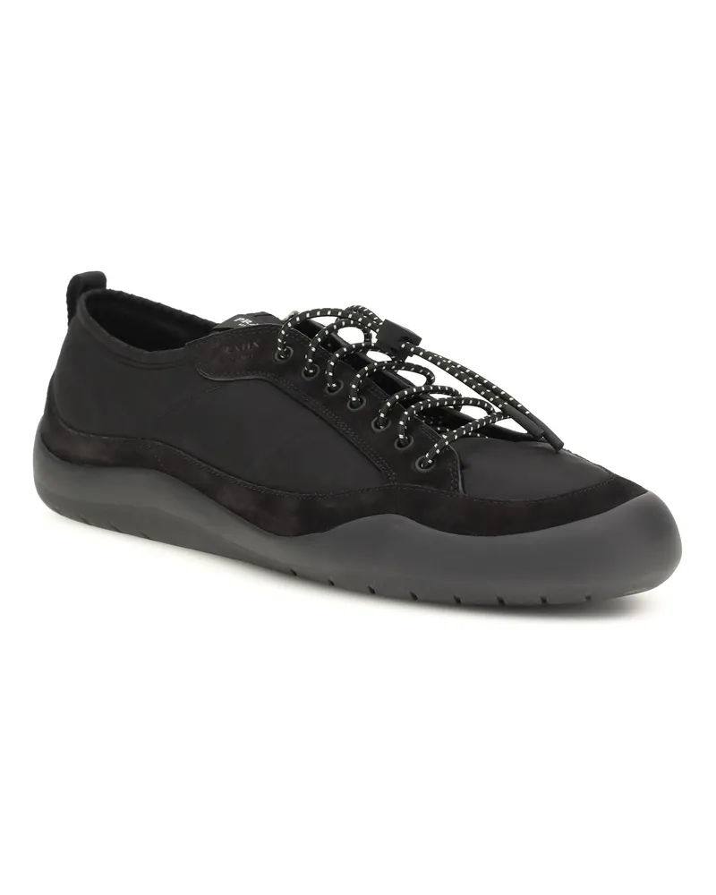 Prada Men's Leather And Fabric Sneakers Nero Black