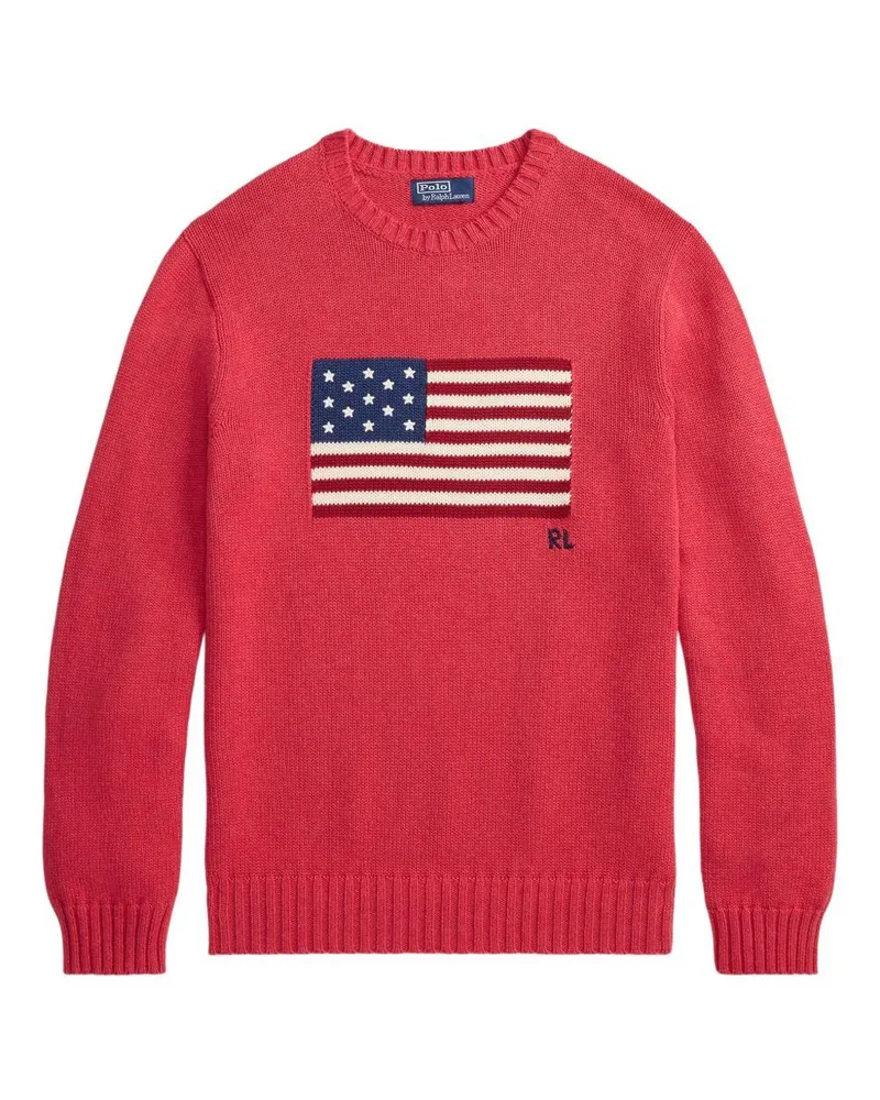 Ralph Lauren Men's Sweater The Iconic Flag Red Cotton Red