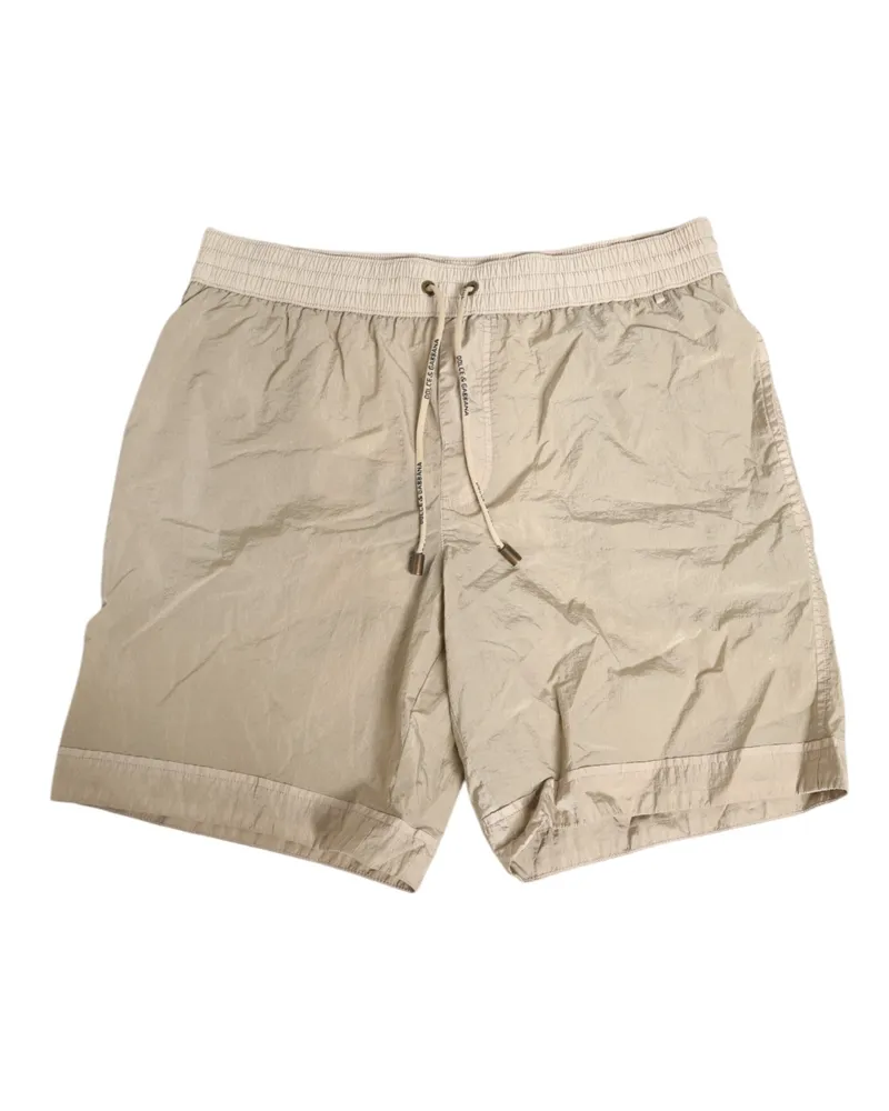 Dolce & Gabbana Beige Nylon Beachwear Men Boxer Short Swimwear Beige