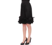 Women Black Silk Transparent Above Knees Skirt