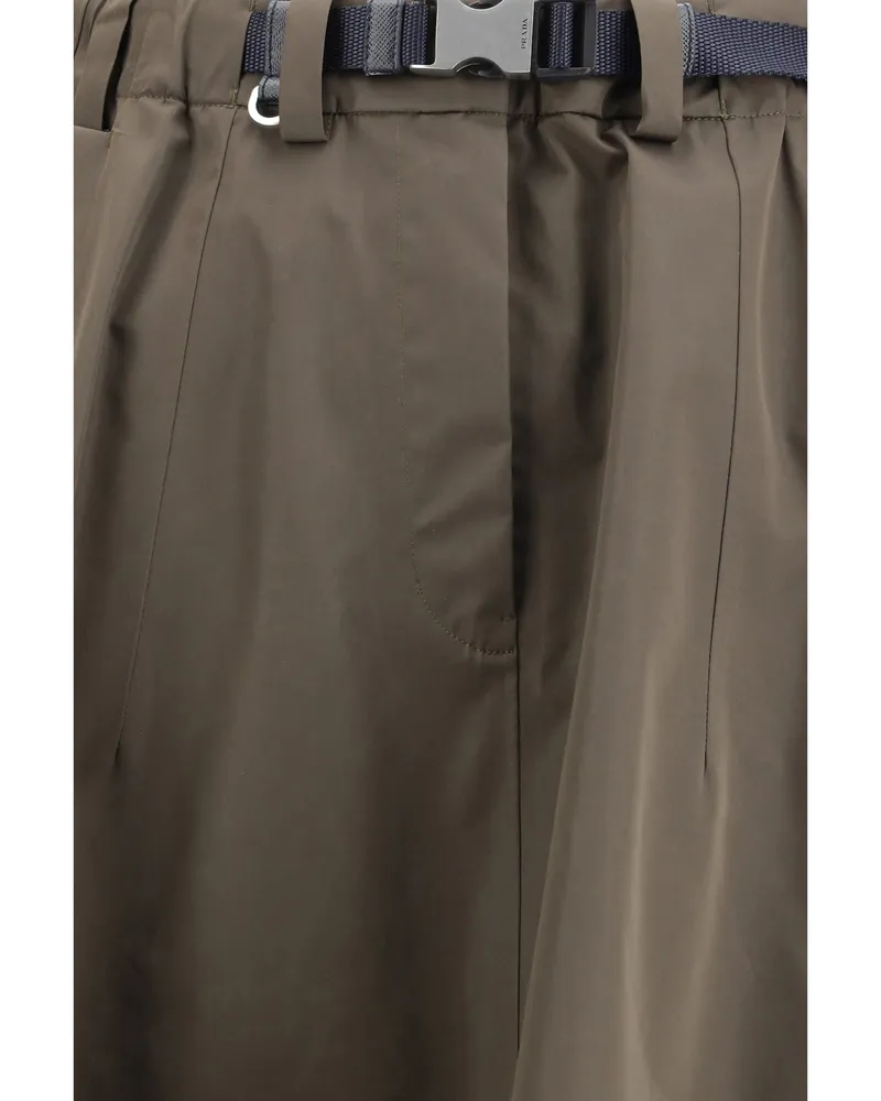 Prada Women's Midi Skirt Camouflage Nylon Recycled Polyester Brown