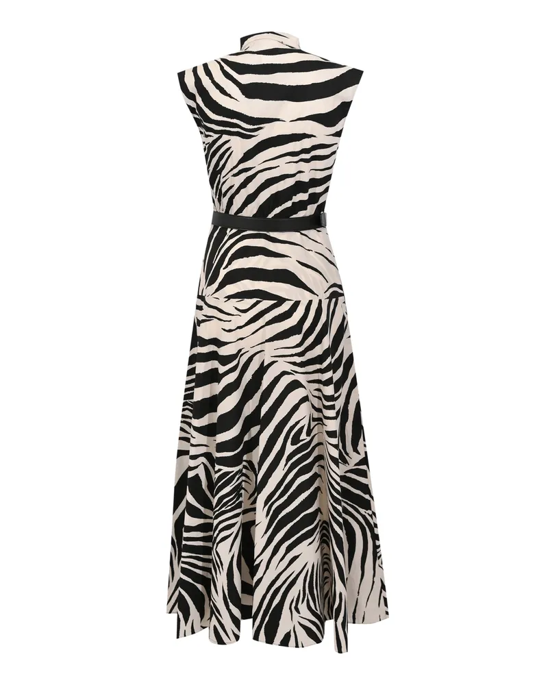 Max Mara Women's Chemisier Dress Poplin Zebra Print Black Cotton Evening Suits Black