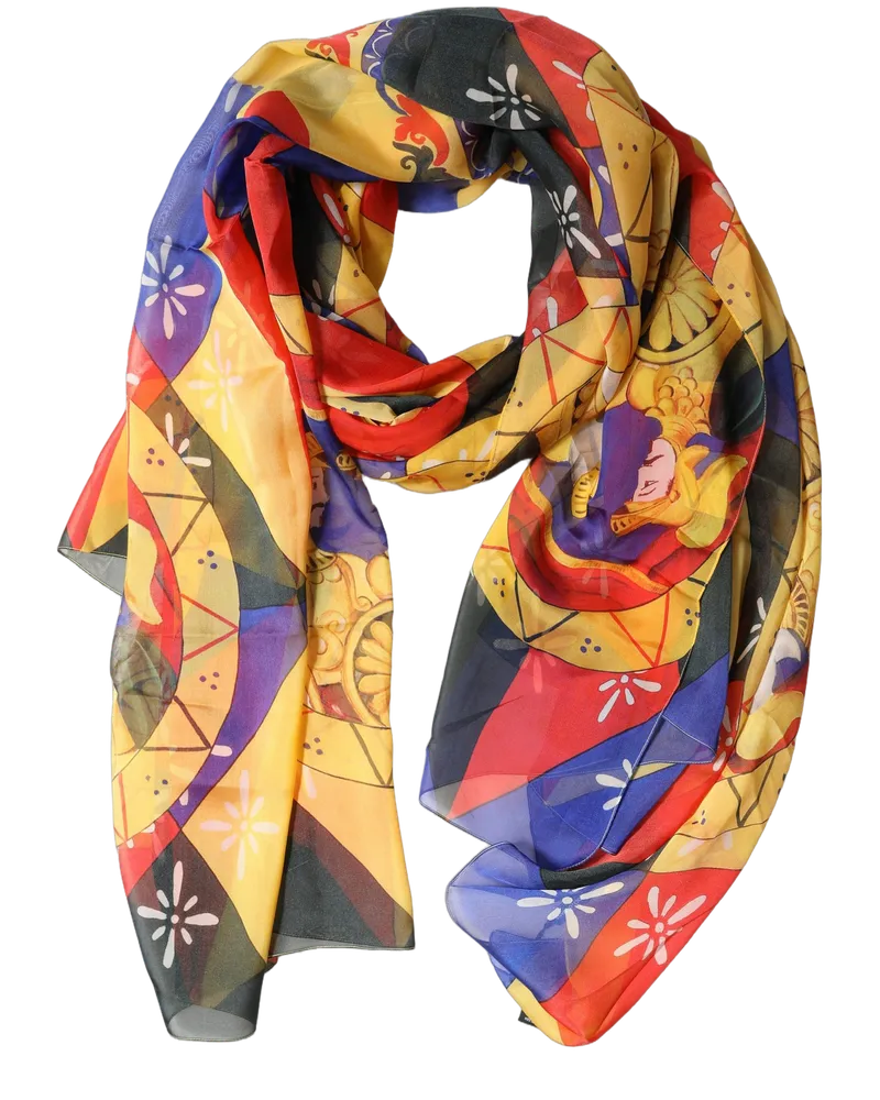 Dolce & Gabbana Silk Printed Shawl Stole — Multicolor Multicolor